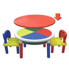 Столик детский Superplastik круглый с двумя стульчиками (игровая панель).